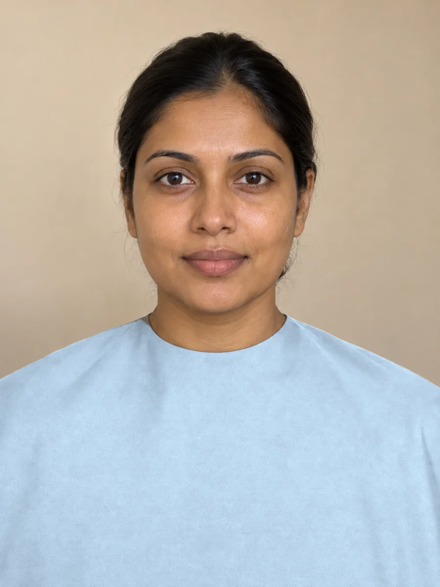 AI-generated portrait of a woman with a powder blue cape over her shoulders