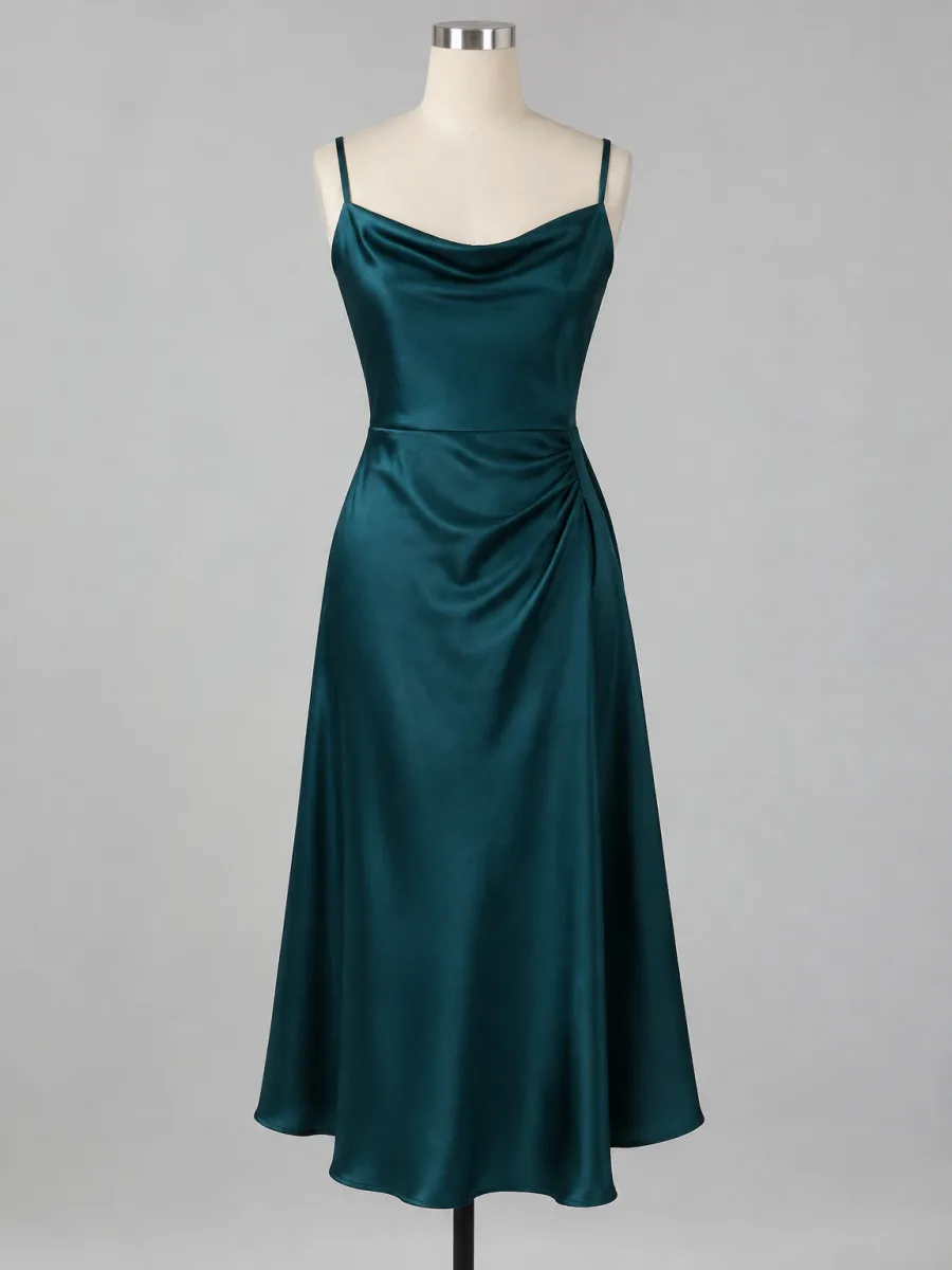 Deep teal satin dress