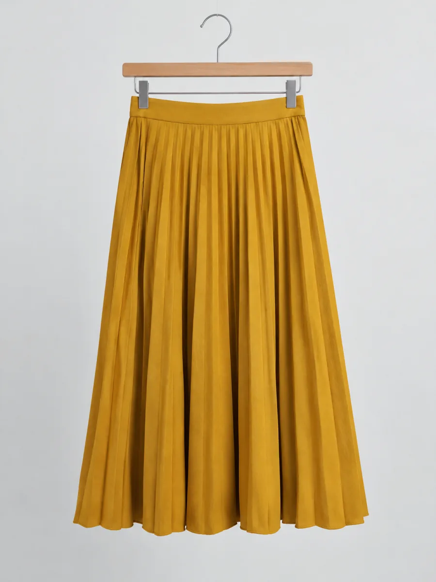 Mustard gold pleated midi skirt