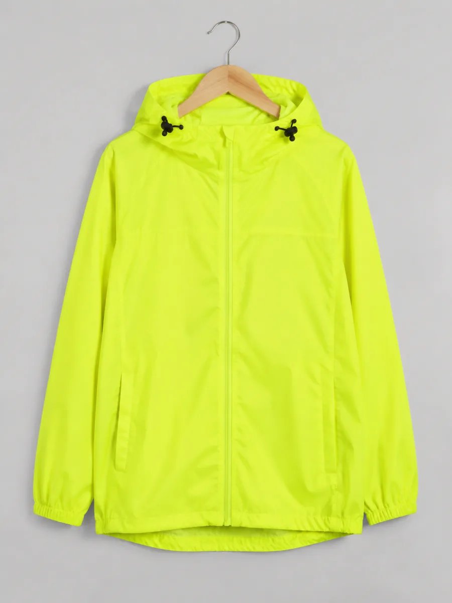 Neon yellow rain jacket