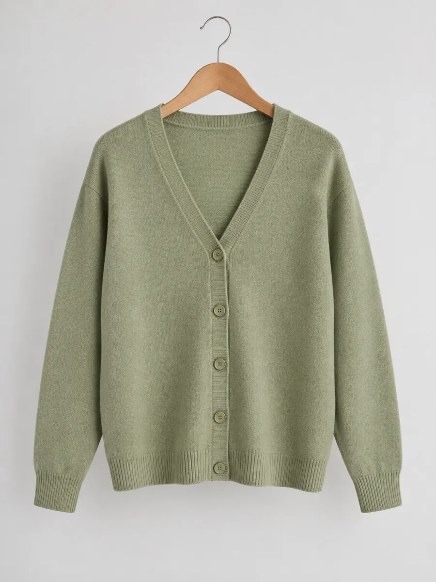 Strickjacke in staubigem Salbeigrün