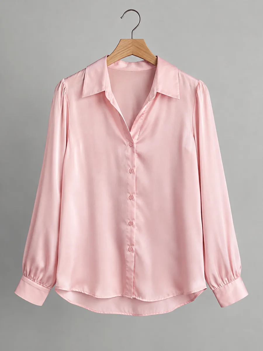 Baby pink silk blouse
